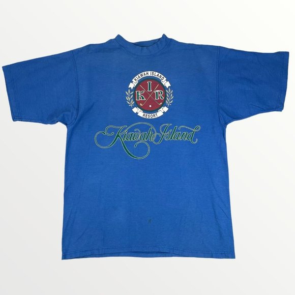 galt Other - Vintage Galt Sand Ribbed Blue Kiawah Island Resort Short Sleeve Shirt USA Large